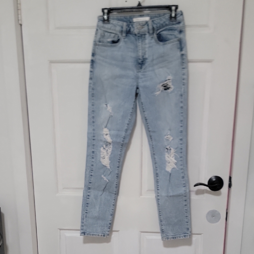 Eunina Distressed Skinny Denim Jeans Tobi Super High Rise Mom Jean Ankle Classic